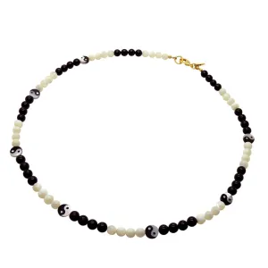 Yin Yang Charm Gemstone Bead Necklace